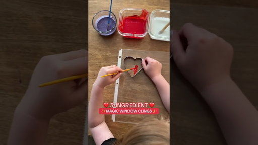 These Valentine Window Clings are so easy! 3 tbsp school glue, 1/4 tsp dish soap, and food die! #diy