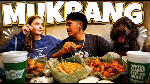 WINGSTOP MUKBANG ft  FIANCE & Stray DOG