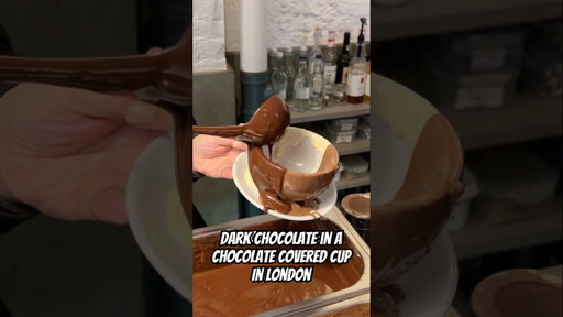 Dark Chocolate drink in a cup covered with THREE types of chocolate! #uk #England #London #chocolate