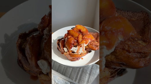 Summer Peach and Blueberry Mascarpone Stuffed French Toast