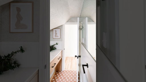 Tiny space makeover that makes the space look twice the size! What do you think? #bathroomdesign