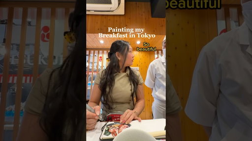These two people end up travelling together too lol #tokyo #livepainting #watercolor