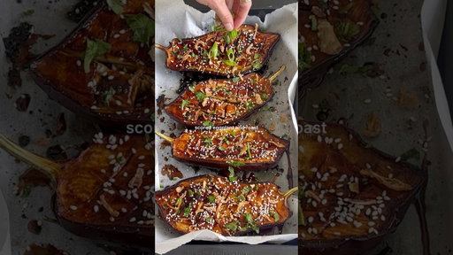 Miso Eggplant - Recipe on my website, link in bio #555 #5ingredientrecipes #misoeggplant