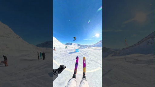 Amateur Follows Pro Skier...