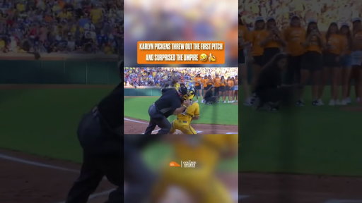 Karlyn Pickens got to throw out the first pitch at the Savannah Bananas game😂 🎥: @samrothman_/X