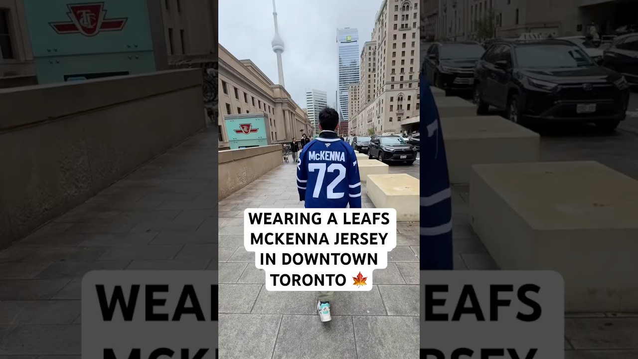 Wearing a Leafs Gavin McKenna jersey in Downtown Toronto 🍁📍🇨🇦