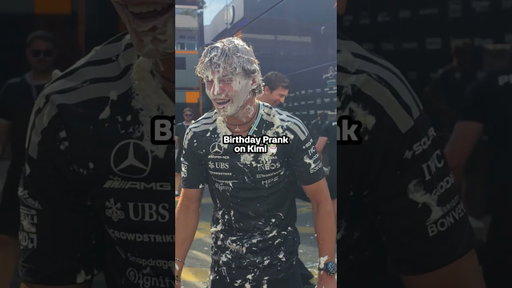 Payback is best served with cream 😉 Happy birthday, Kimi! 🎂 #mercedesf1 #kimiantonelli #f1