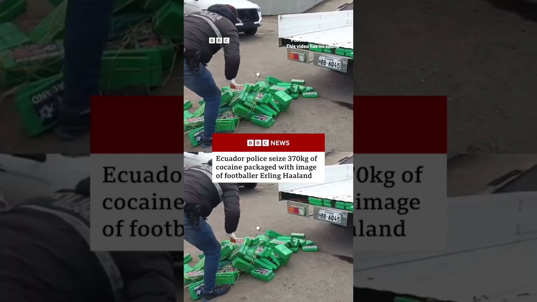 Ecuador police seize 370kg of cocaine packaged with image of footballer Erling Haaland. #BBCNews