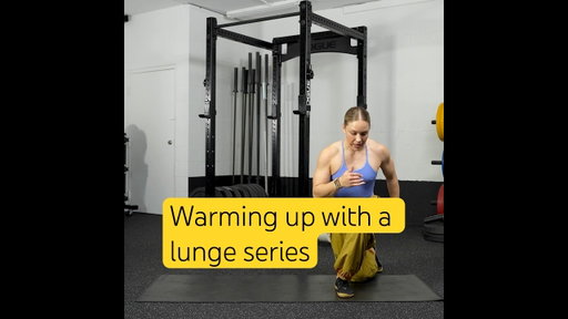 Last warm-up move! Three-part lunge series to warm-up your legs and get your heart rate up!