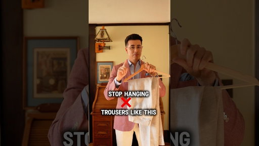 How to properly hang your trousers. #menstyletips #stylesolutions #closetorganization #trousers