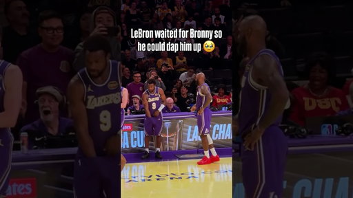LeBron was heading to the bench but once he saw Bronny, he went to the scorers table and waited to
