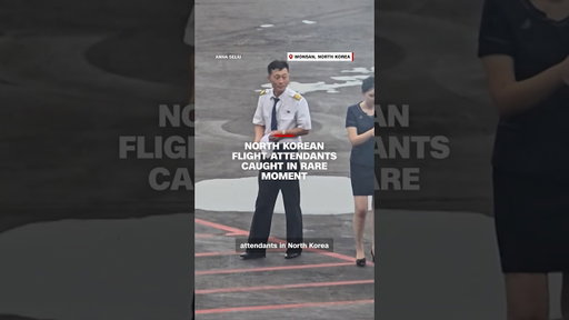 North Korean flight attendants caught in rare moment