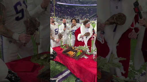 Defense celebrating the Christmas win with Tomahawk steaks 🤣