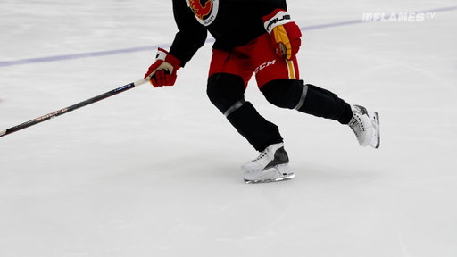 Carson Carels shows off his edgework, agility and shot at Flames Development Camp