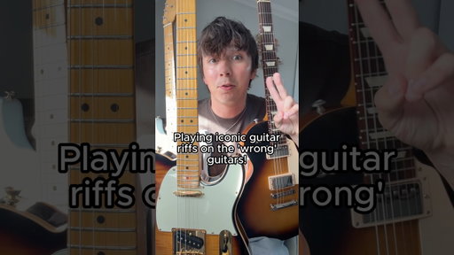 Playing iconic guitar riffs on the wrong guitars part 2! #guitarriffs #fender #gibson