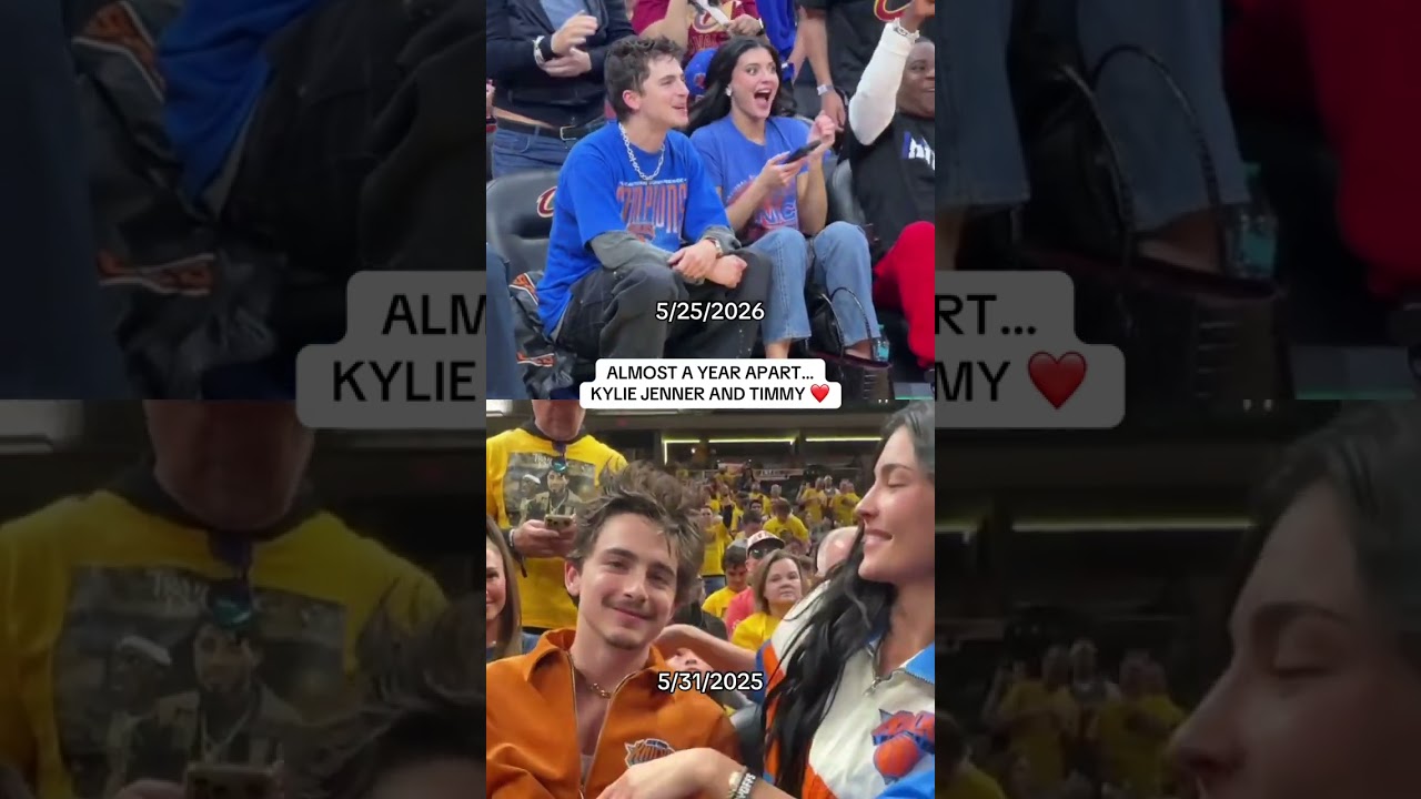 Kylie Jenner and Timothée Chalamet always love to support the Knicks 💙🧡
