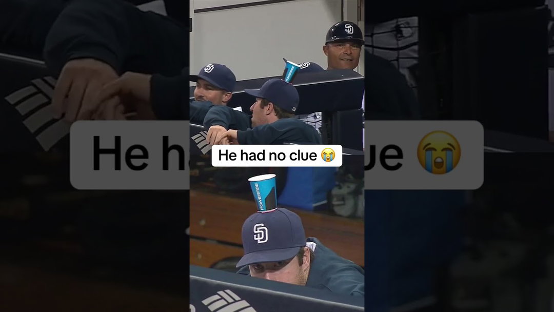 He had no clue the cup was on his head 😭 #MLB