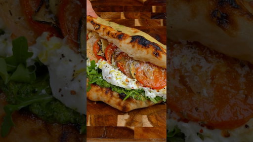 Pizza Sandwich Series Episode #1: Roasted Veggies & Burrata