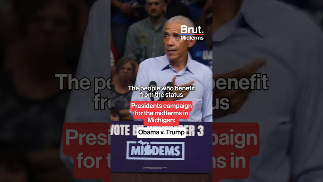 Obama v Trump: Campaigning for midterms in Michigan.