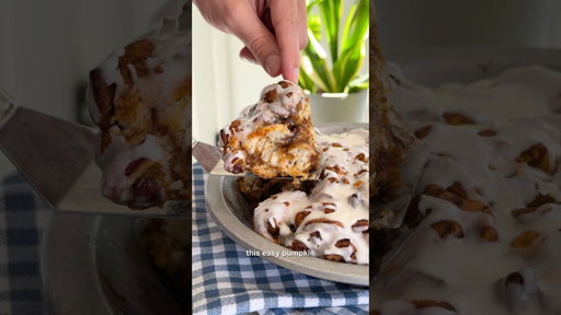 An easy recipe hack for pumpkin cinnamon roll cake!