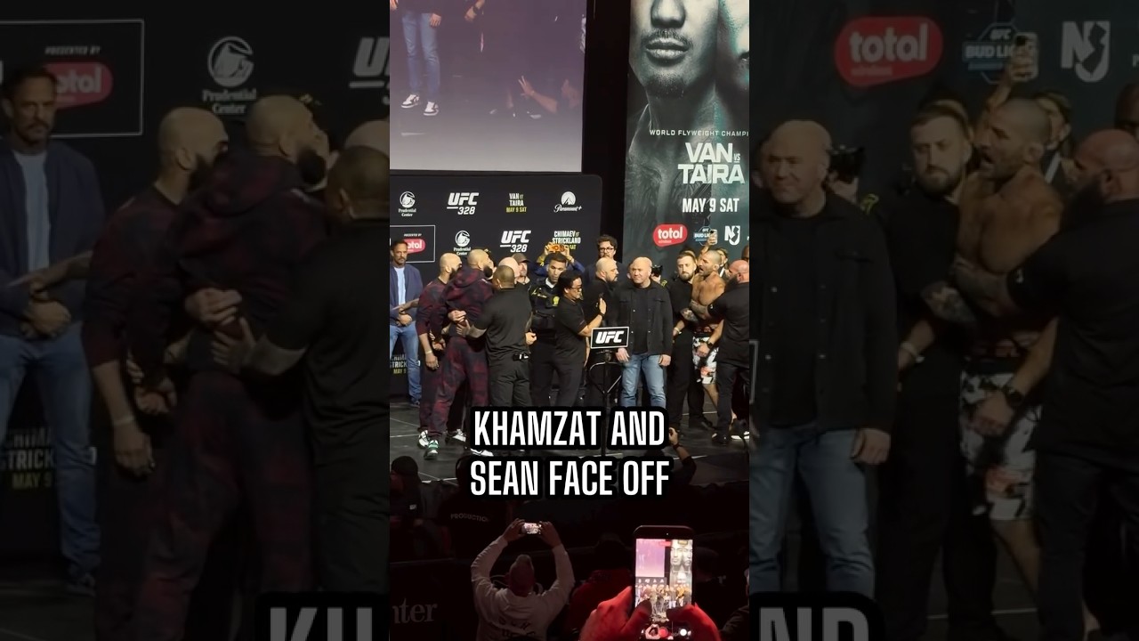 Khamzat Chimaev and Sean Strickland attempt a face off 😅