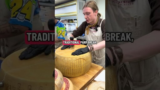 Let's cut open a wheel of parmigiano reggiano #cheese #cheesemonger