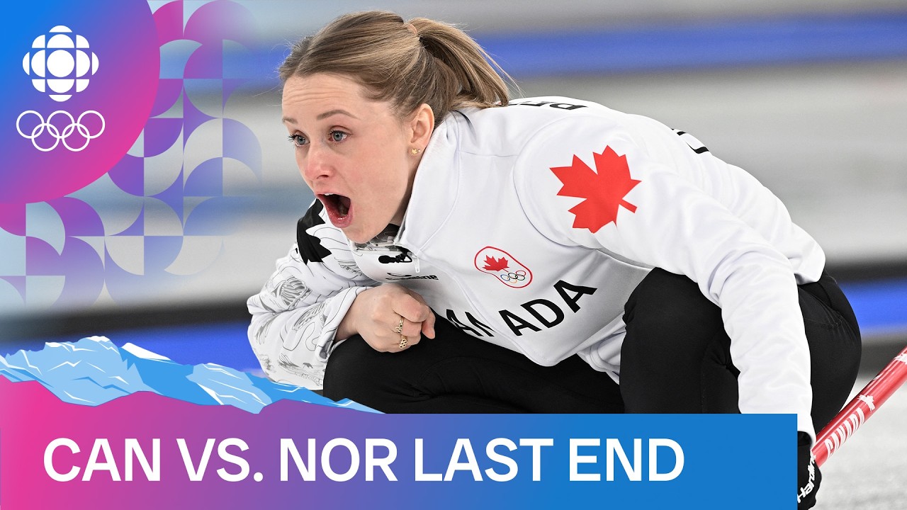 8th and final end of the Canada vs Norway curling match on Day -1 of The Winter Olympics