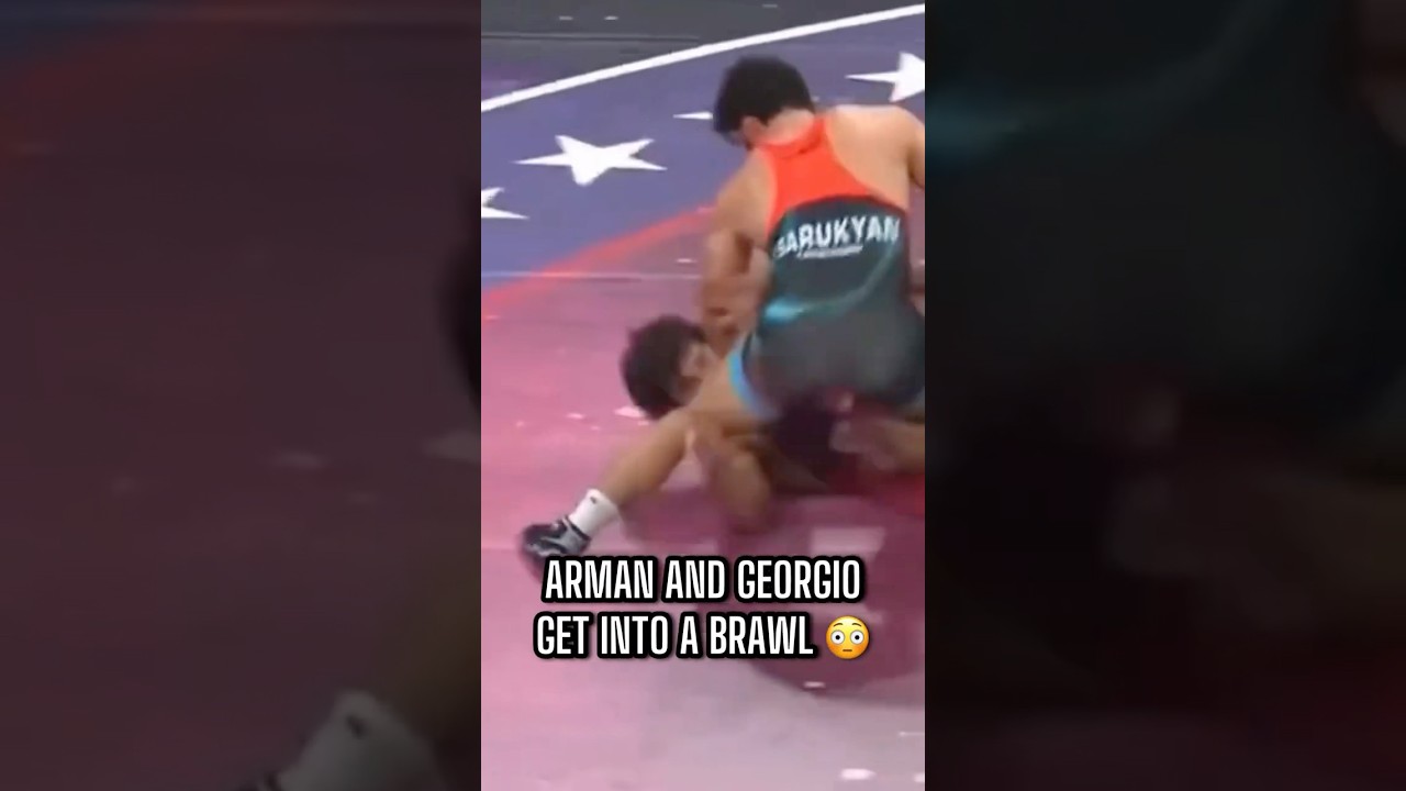 🤯 Arman Tsarukyan and Georgio Poullas get into a brawl as their wrestling match ends 🎥:@foxnation