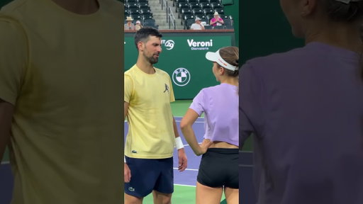 Champions chats 🙌🏻 Novak Djokovic and Iva Jovic talking tennis. #tennisparadise #indianwells