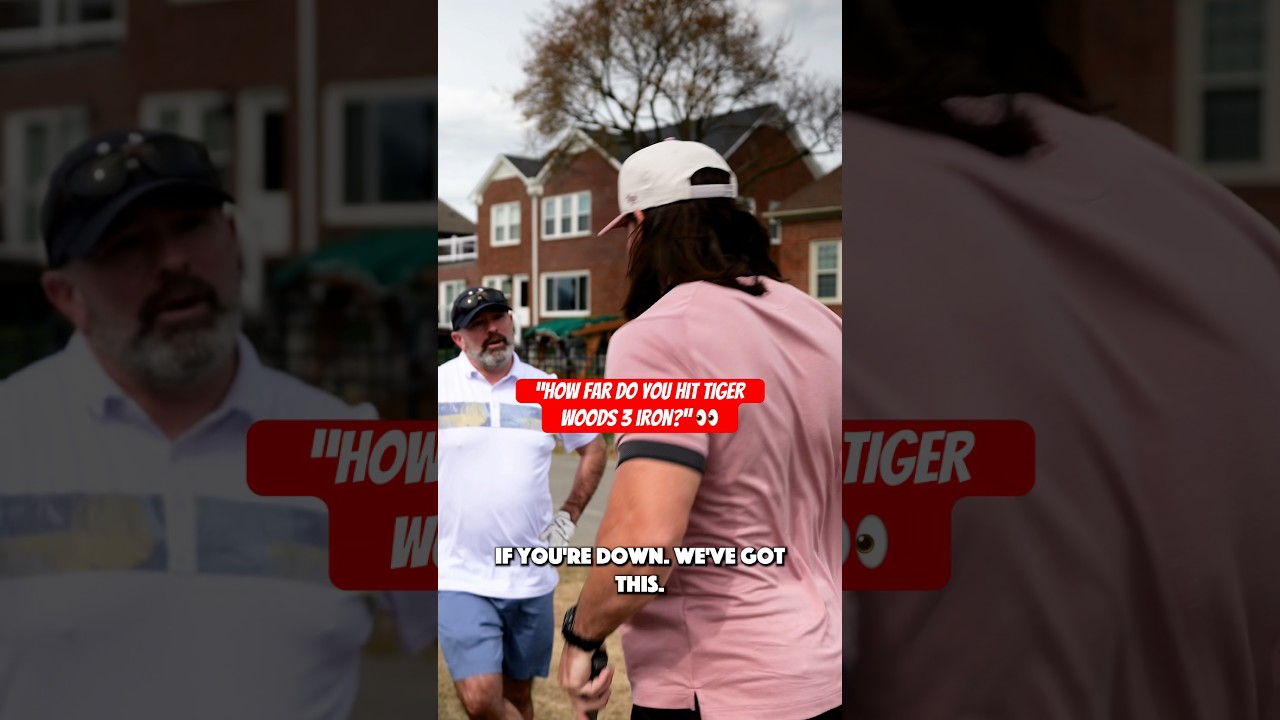 We called out Mike to see how far he could hit this tiger woods 3 iron! 🐅 Ever yard is a dollar 💰