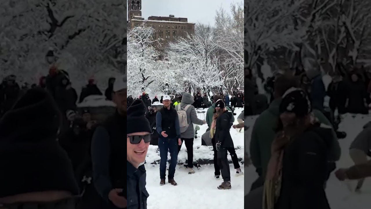 Mac Jones At Viral NYC Snow Ball Fight Before Cops Were Pelted