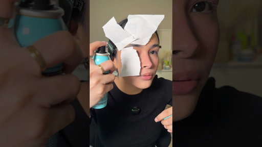 me maquillo pero solamente con maquillaje en aerosol #makeuphack #makeup