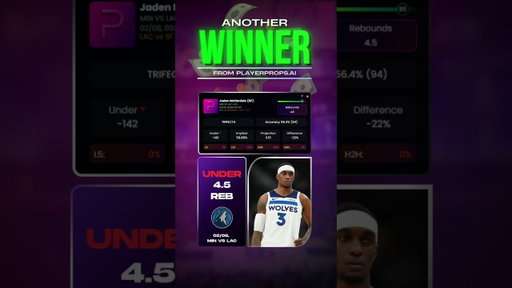 ✅ CASHED THE UNDER! Jaden McDaniels stays UNDER 4.5 REB