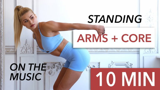 10 MIN STANDING ARMS + ABS - on music, fun, mood booster I ALL LEVELS I Bottles or Mini Weights