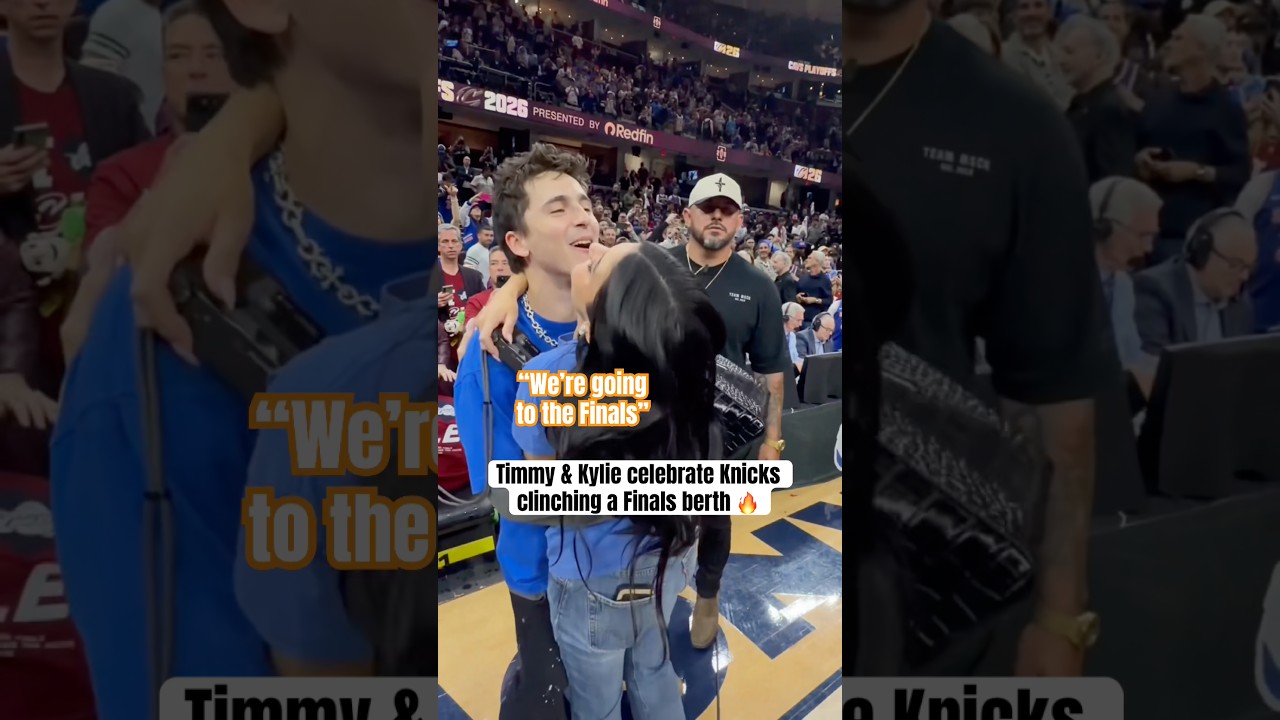 Timothée and Kylie hype after Knicks swept Cavs 🙌 (via AshNoelleTV/X)
