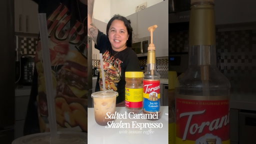 Let’s make a salted caramel shaken espresso #coffee #instantcoffee #cafebustelo #shakenespresso