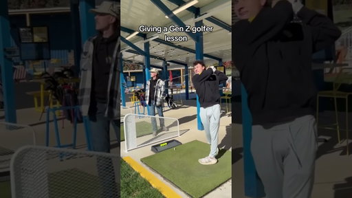 Giving a lesson to a Gen Z golfer