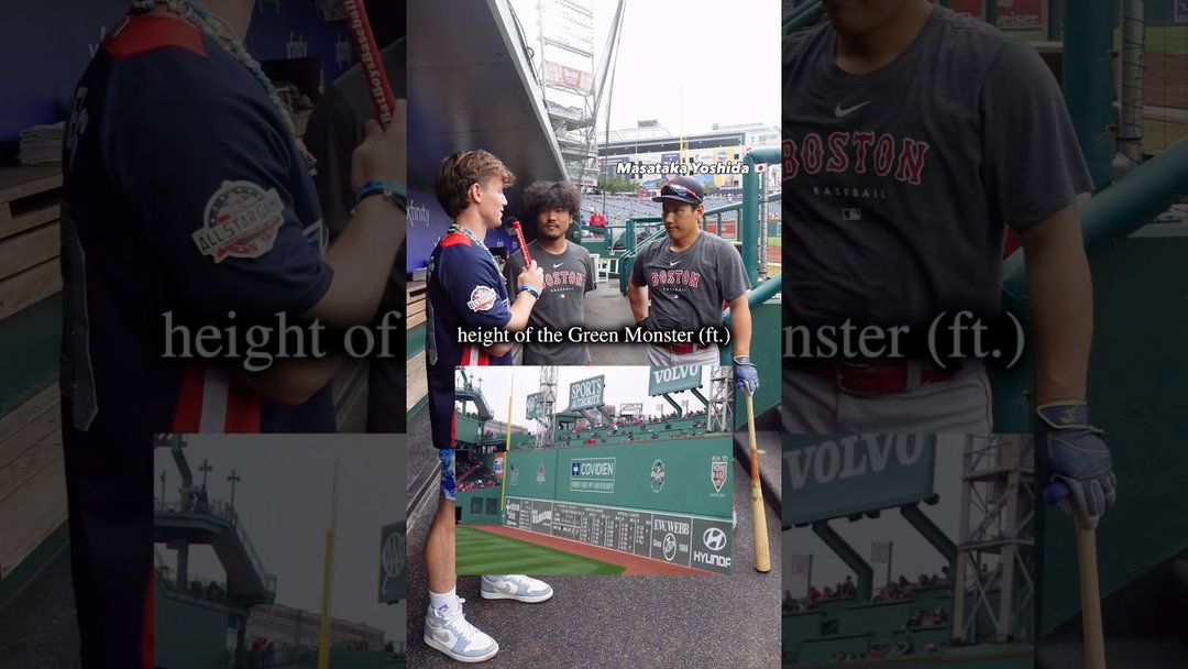 Can Red Sox players guess the height of the Green Monster at Fenway Park?🤣⚾️ #shorts