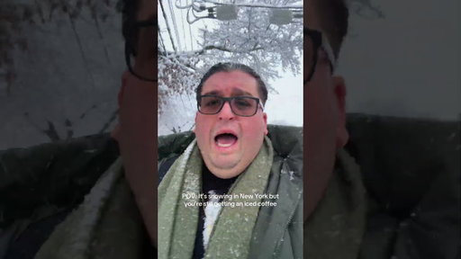 POV: It’s snowing in New York but you’re still getting an iced coffee #snow #newyork #icedcoffee
