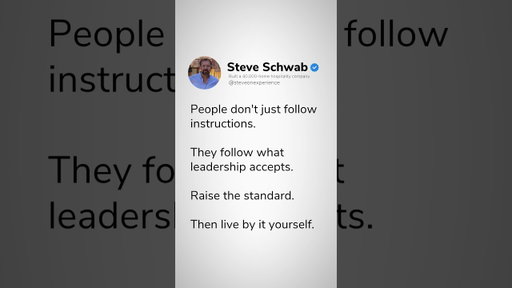 People don't just follow instructions, they follow what leadership accepts. #executivestrategy