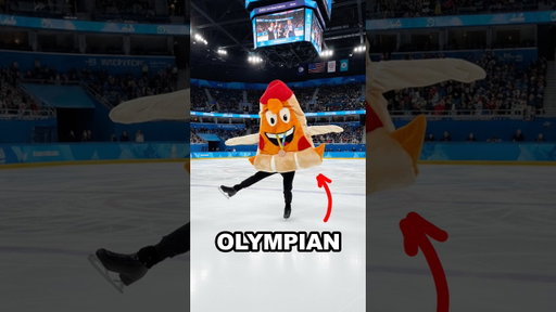 Olympian skates as a Giant Pizza