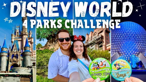 DISNEY WORLD CHALLENGE 🐭✨ 4 PARKS 1 DAY VLOG! 🏰🌳🎬🌐 Benji's Birthday & ALL Our Disney Favourites! 🥳