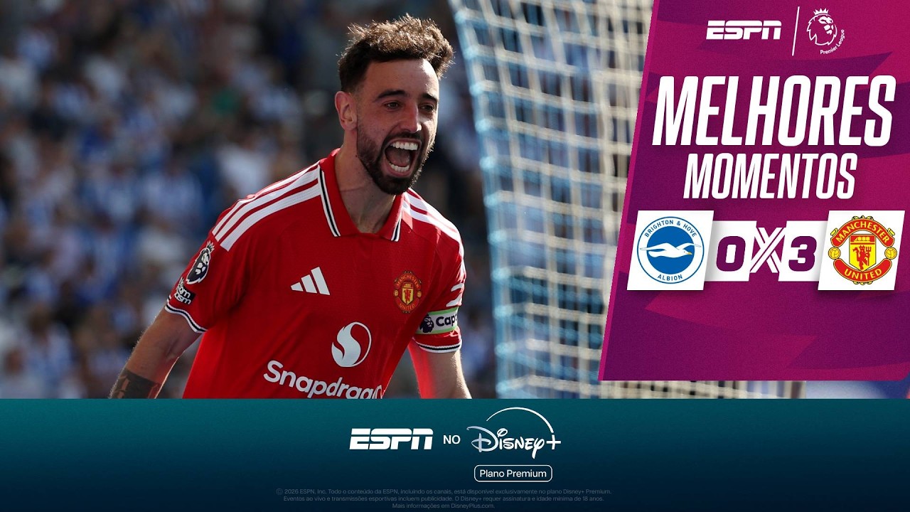 MANCHESTER UNITED ATROPELA BRIGHTON COM BRUNO FERNANDES FAZENDO HISTÓRIA NA PREMIER LEAGUE