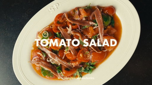 Pounded Tomato and Lemongrass Salad with Anchovies