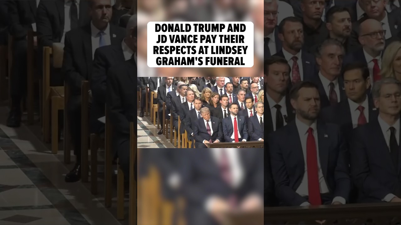 Donald Trump and JD Vance pay their respects during Lindsey Graham's funeral