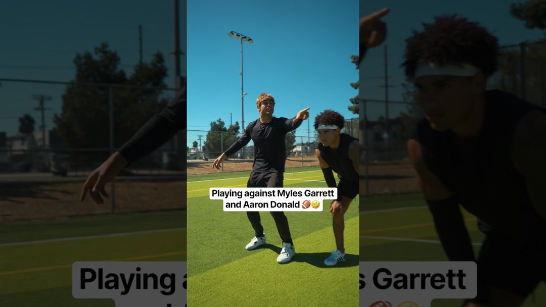 Playing against Myles Garrett and Aaron Donald 🏈🤣 #nfl #aarondonald #snl #comedyshorts