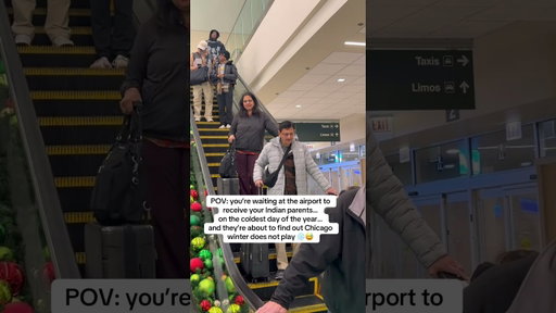 That moment your Indian parents come down the escalator welcomed by the Chicago cold #indianparents