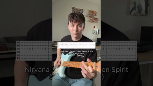 Easy guitar solo! How to play the Nirvana - Smells Like Teen Spirit solo (tabs) #nirvana #guitarsolo