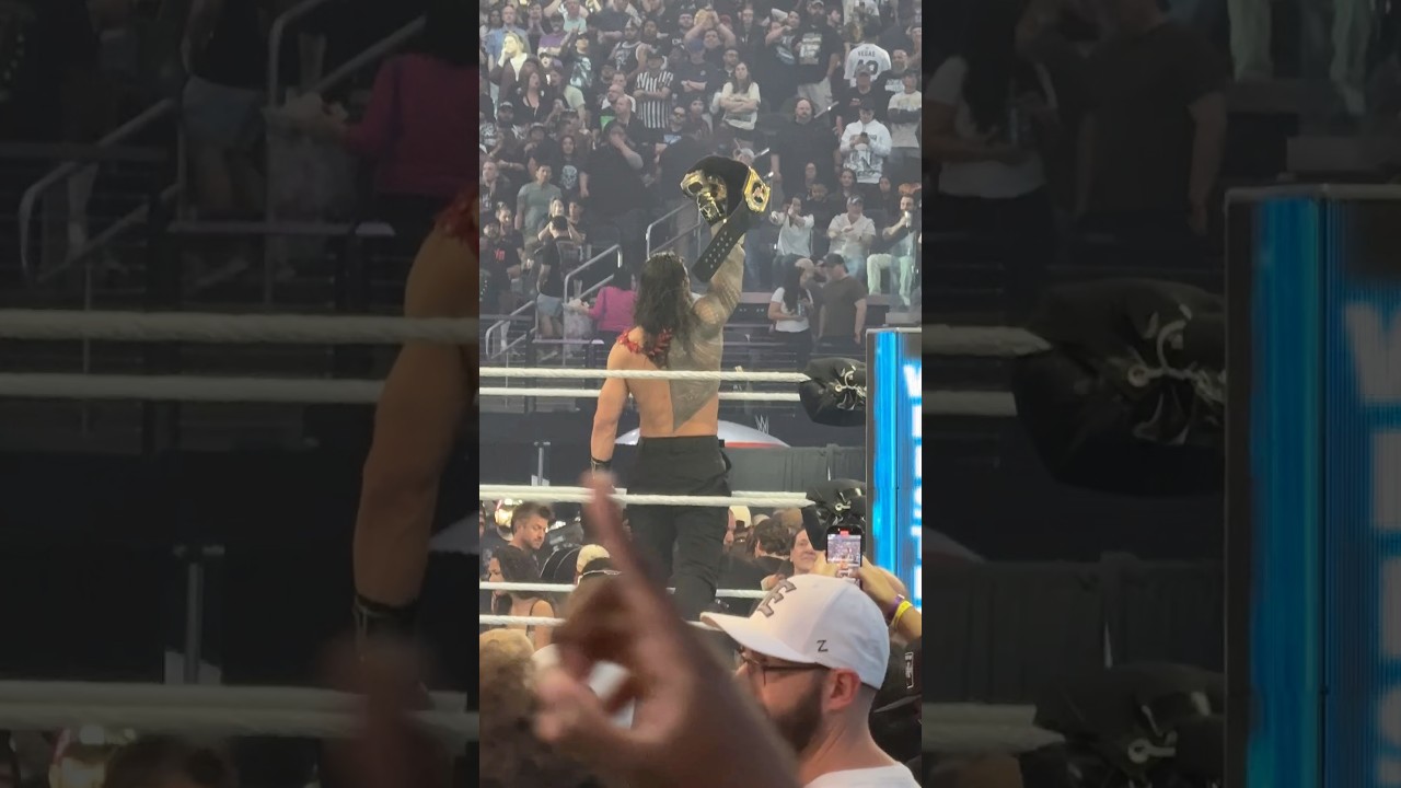 Roman Reigns celebrates with the World Championship! - Wrestlemania 42
