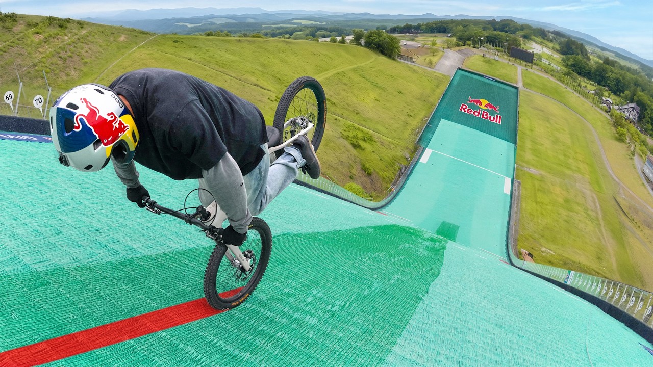 Riding Backwards Down a Ski Slope on ONE WHEEL (World First)